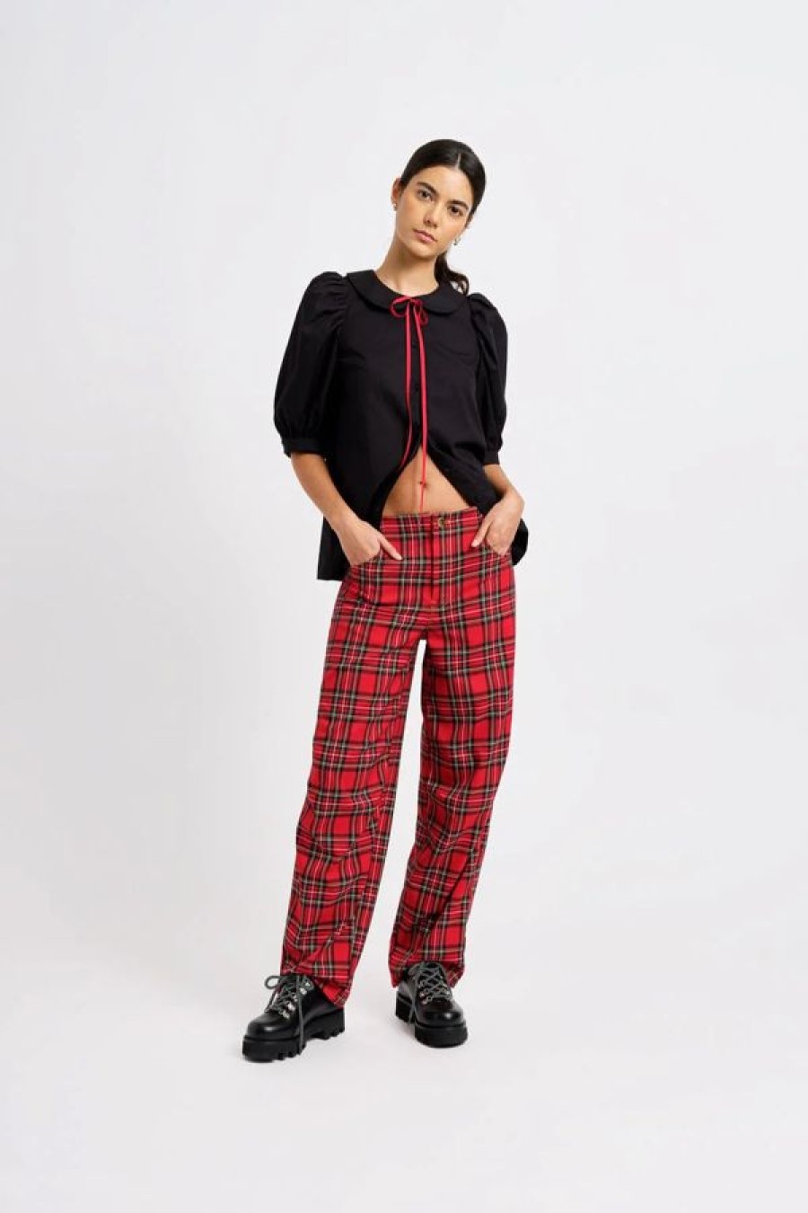 Eliza Faulkner Sam Pant | Red Plaid New