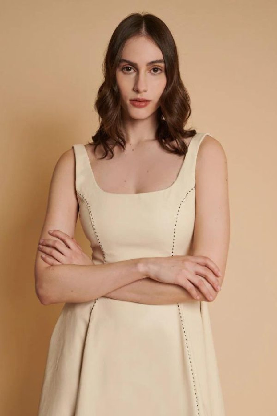 Sister Jane Moira Pu Sleeveless Dress | Swan Cream Clearance