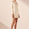 Shona Joy La Lune Long Sleeve Backless Mini Dress | Cream Wholesale