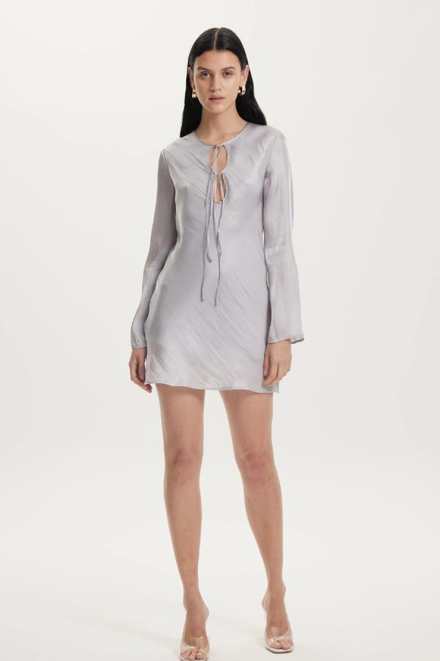 Third Form Untamed Bias Tie Up Mini Dress | Silver Best