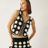 Tach Cassia Crochet Vest | Black/White Clearance