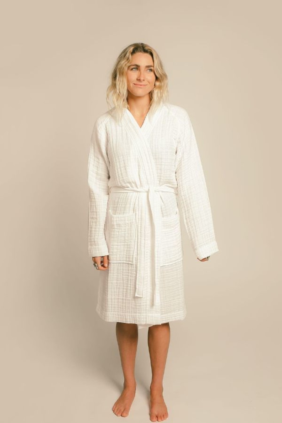 Happy Place Gauzy Robe | White New