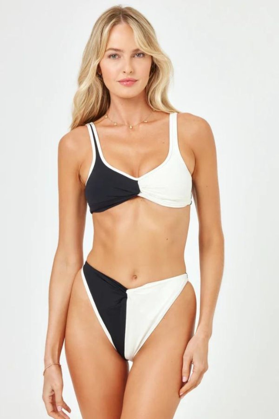 L*Space Cardi Bikini Top | Black/Cream Wholesale