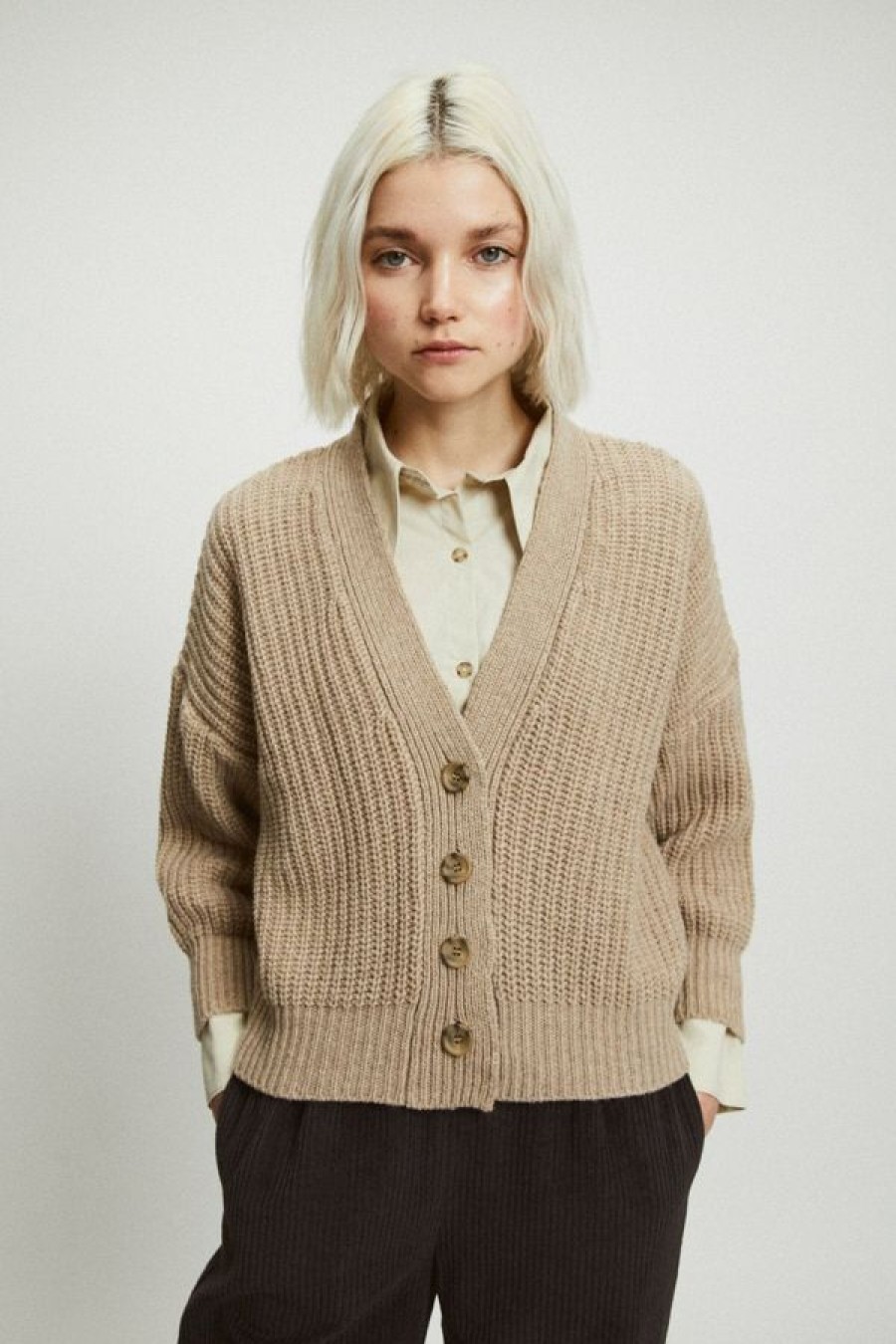 Rita Row Hole Cardigan | Beige Best