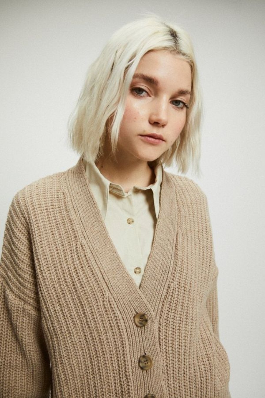 Rita Row Hole Cardigan | Beige Best