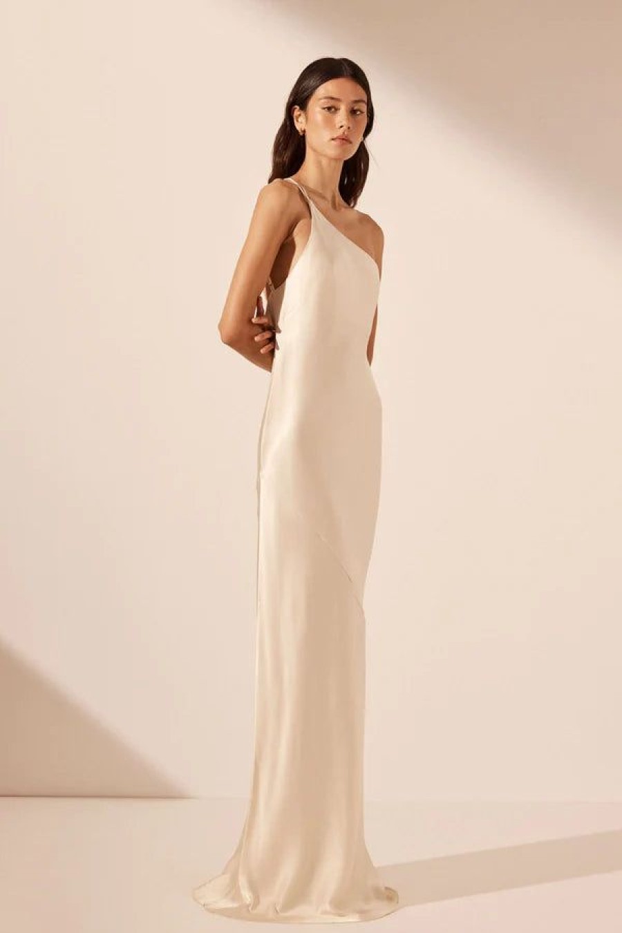 Shona Joy La Lune One Shoulder Cowl Back Maxi Dress | Cream Best