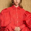 Sister Jane Barbara Jacquard Bow Blouse | Poppy Red Best