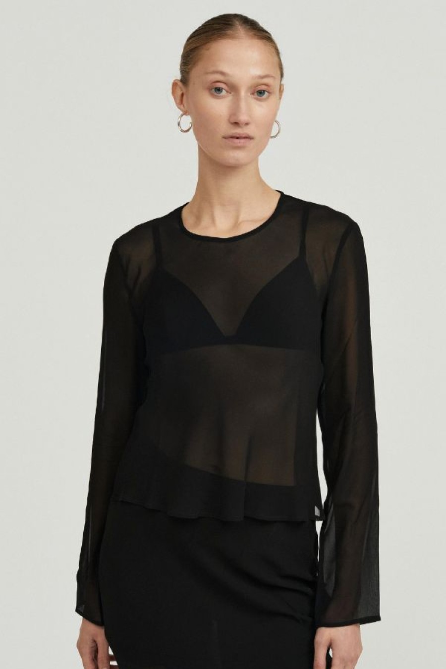 Third Form Wisteria Sheer Bias Blouse | Black Clearance