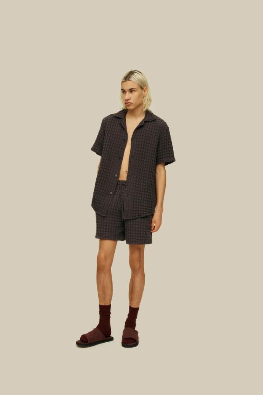 OAS Nearly Black Porto Waffle Shorts Clearance