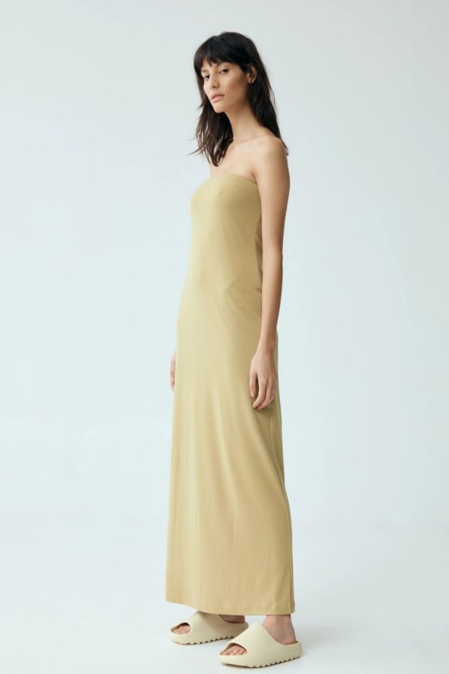 Third Form Form Strapless Maxi Dress Khaki Clearance