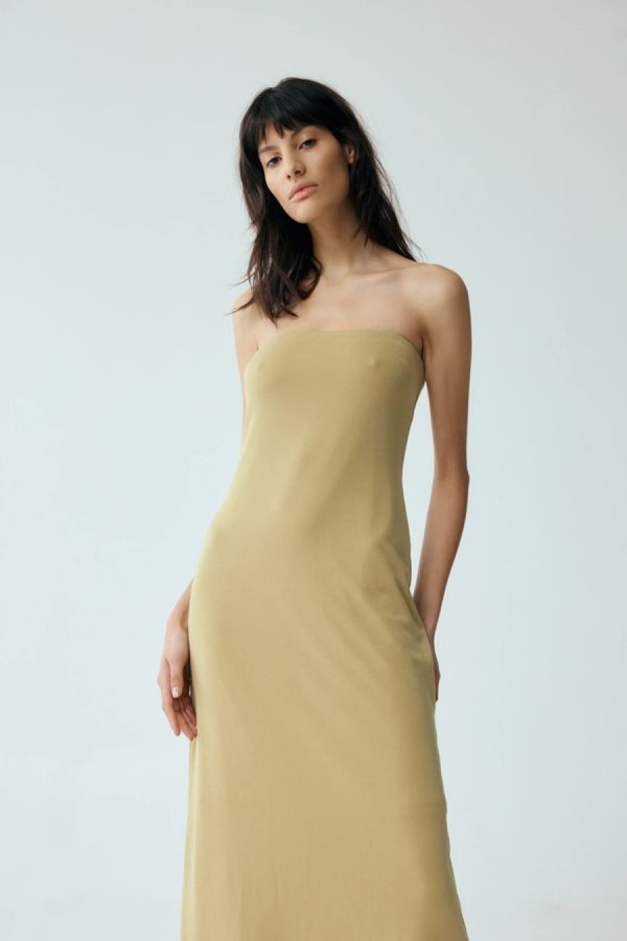 Third Form Form Strapless Maxi Dress Khaki Clearance