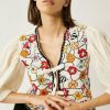 Tach Diamantina Hand Embroidered Blouse | Ivory Clearance