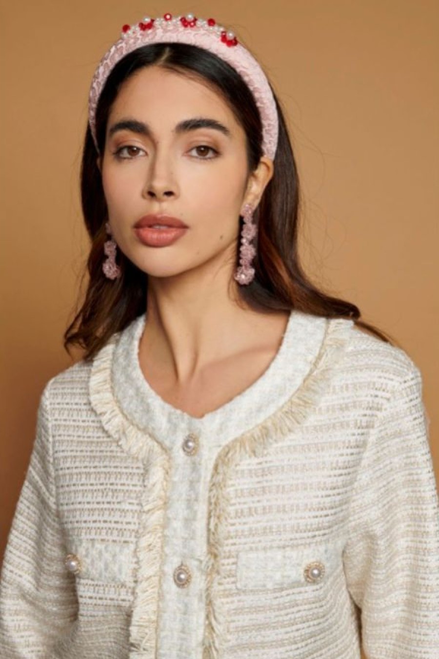 Sister Jane Pastures Jacquard Headband | Baby Pink Hot