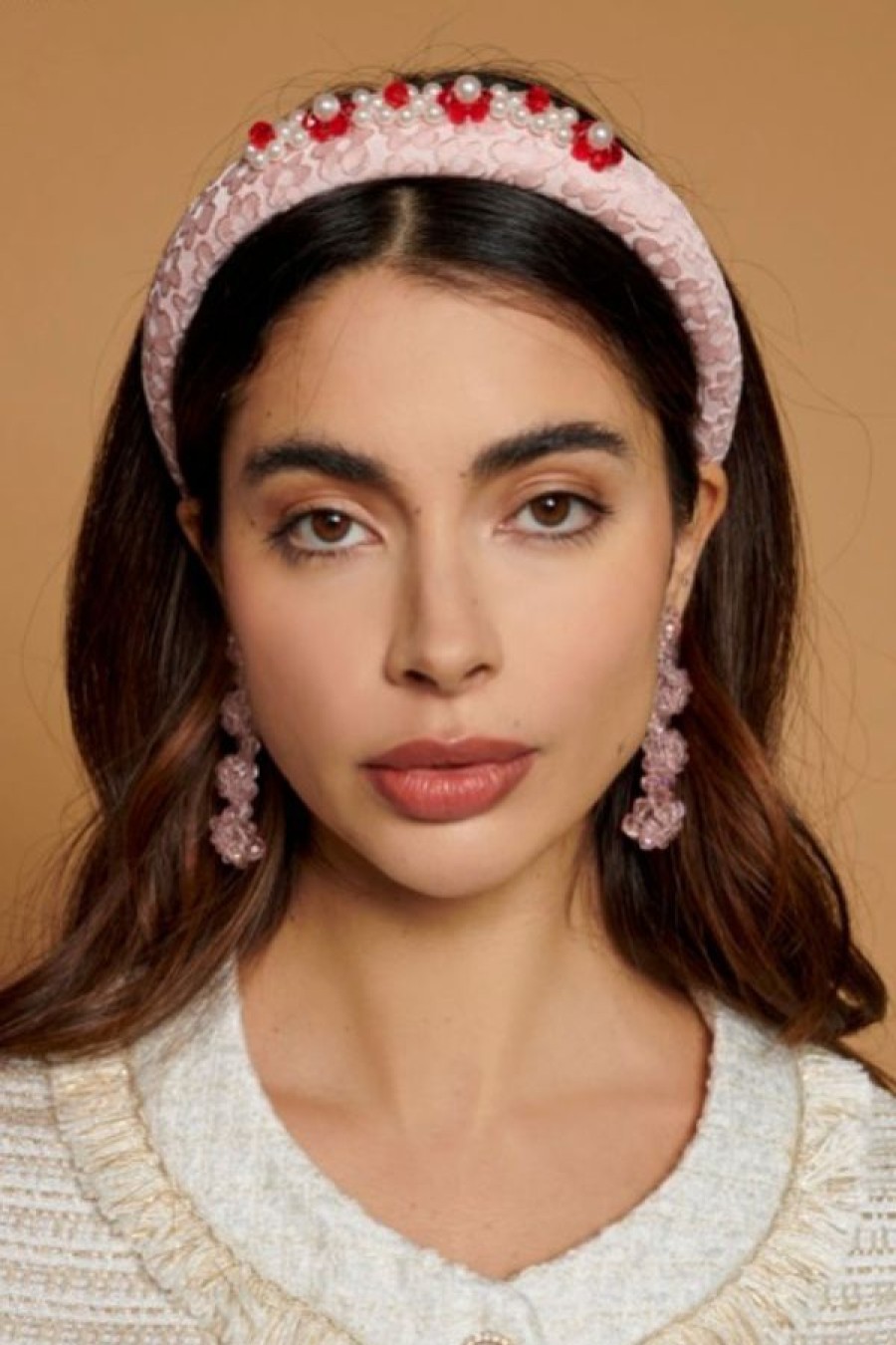 Sister Jane Pastures Jacquard Headband | Baby Pink Hot