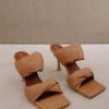 Alohas Twist Strap Camel Mid Heel Brown Best