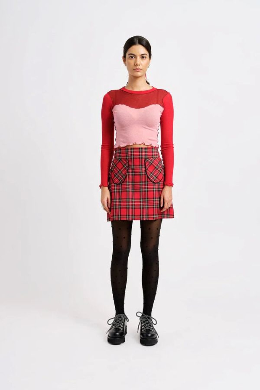 Eliza Faulkner Tate Mini Skirt | Red Plaid Wholesale