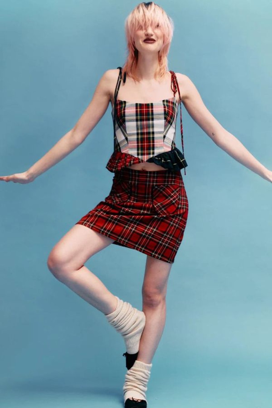 Eliza Faulkner Tate Mini Skirt | Red Plaid Wholesale