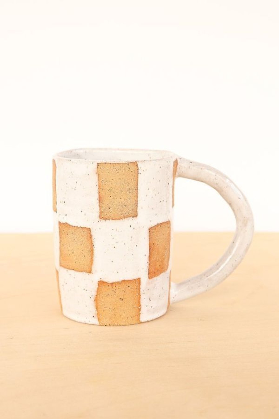 Nightshift Ceramics Checkerboard Mug White Clearance