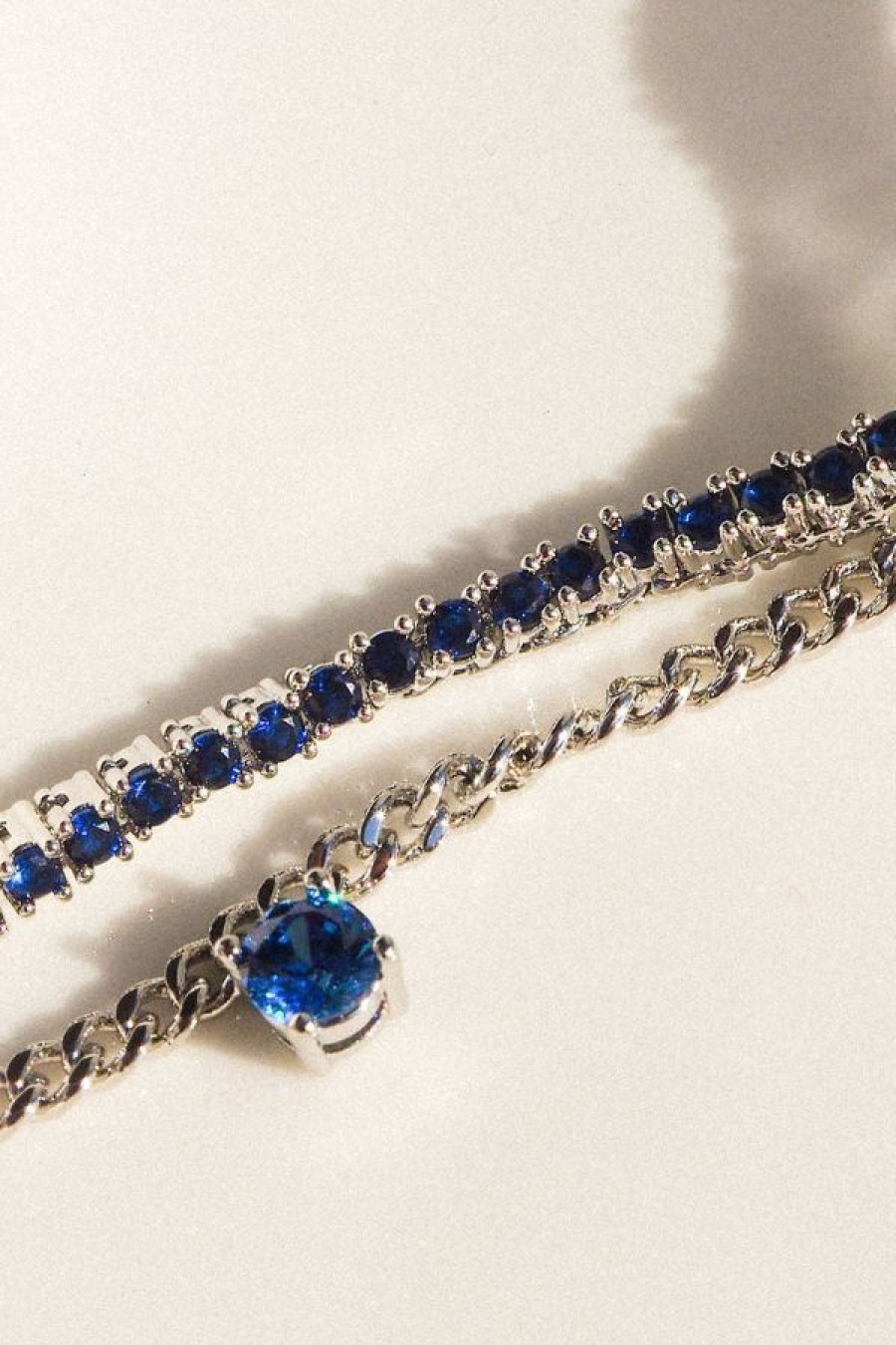 Luv AJ Bardot Stud Necklace Blue Sapphire | Silver Online