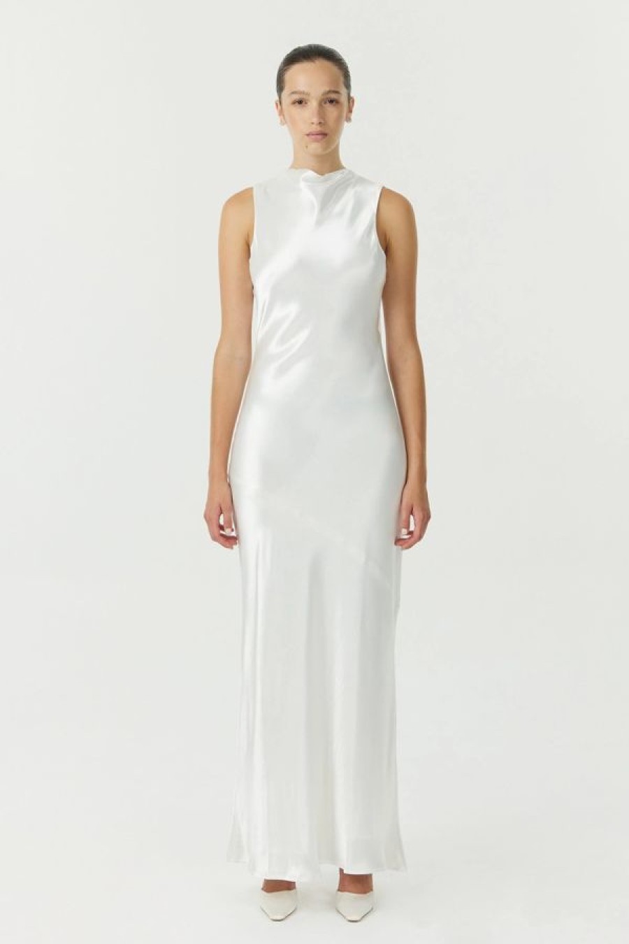 Third Form Satin Bias Cowl Back Maxi Dress | Power White Best