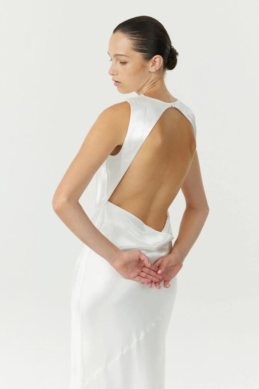 Third Form Satin Bias Cowl Back Maxi Dress | Power White Best