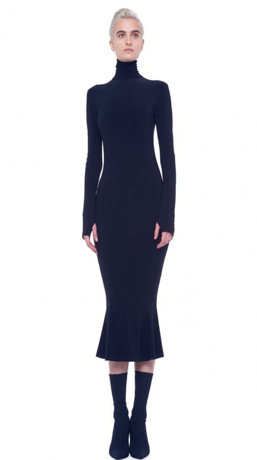 Norma Kamali Turtle Fishtail Gown Black Hot