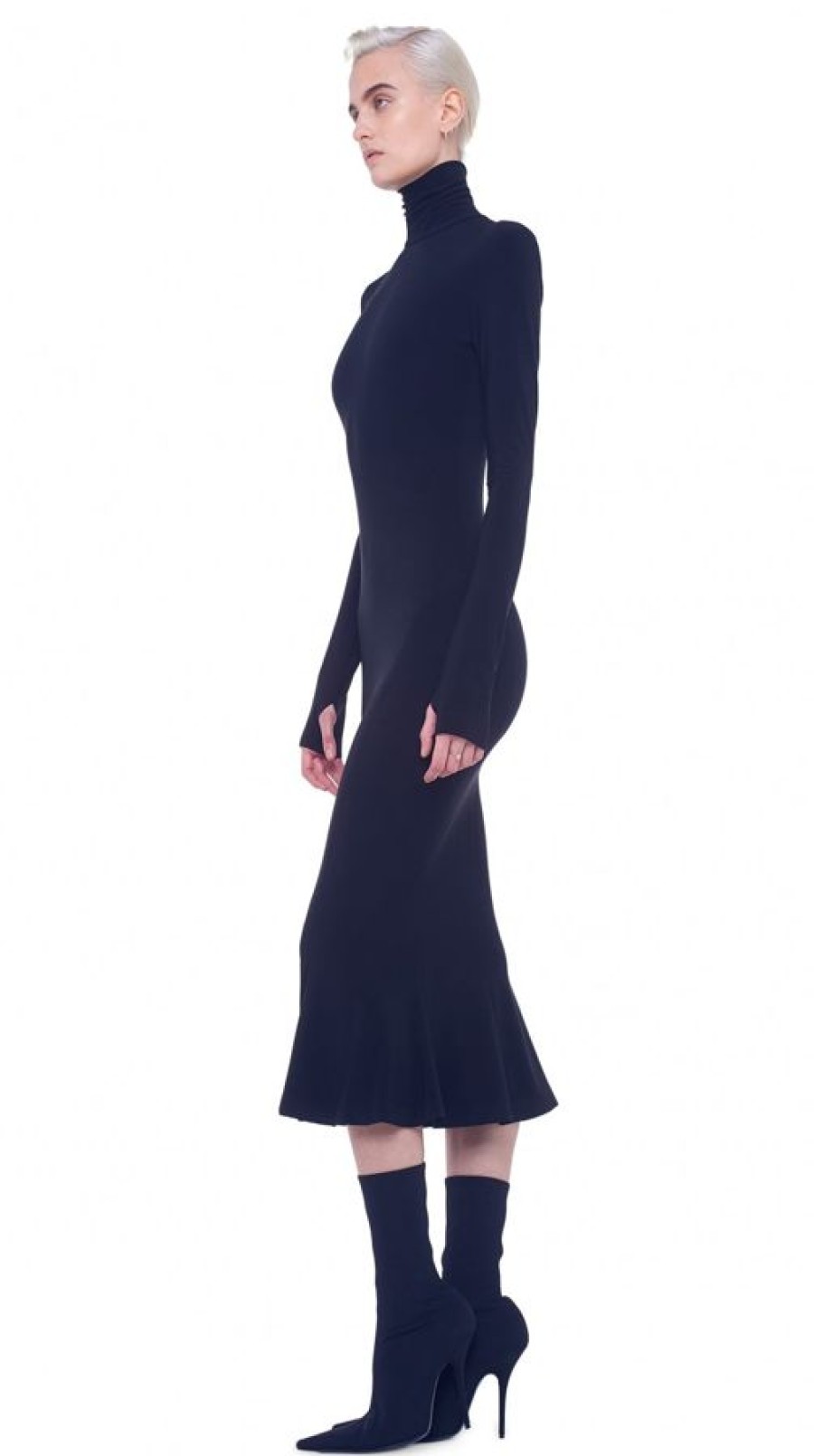 Norma Kamali Turtle Fishtail Gown Black Hot