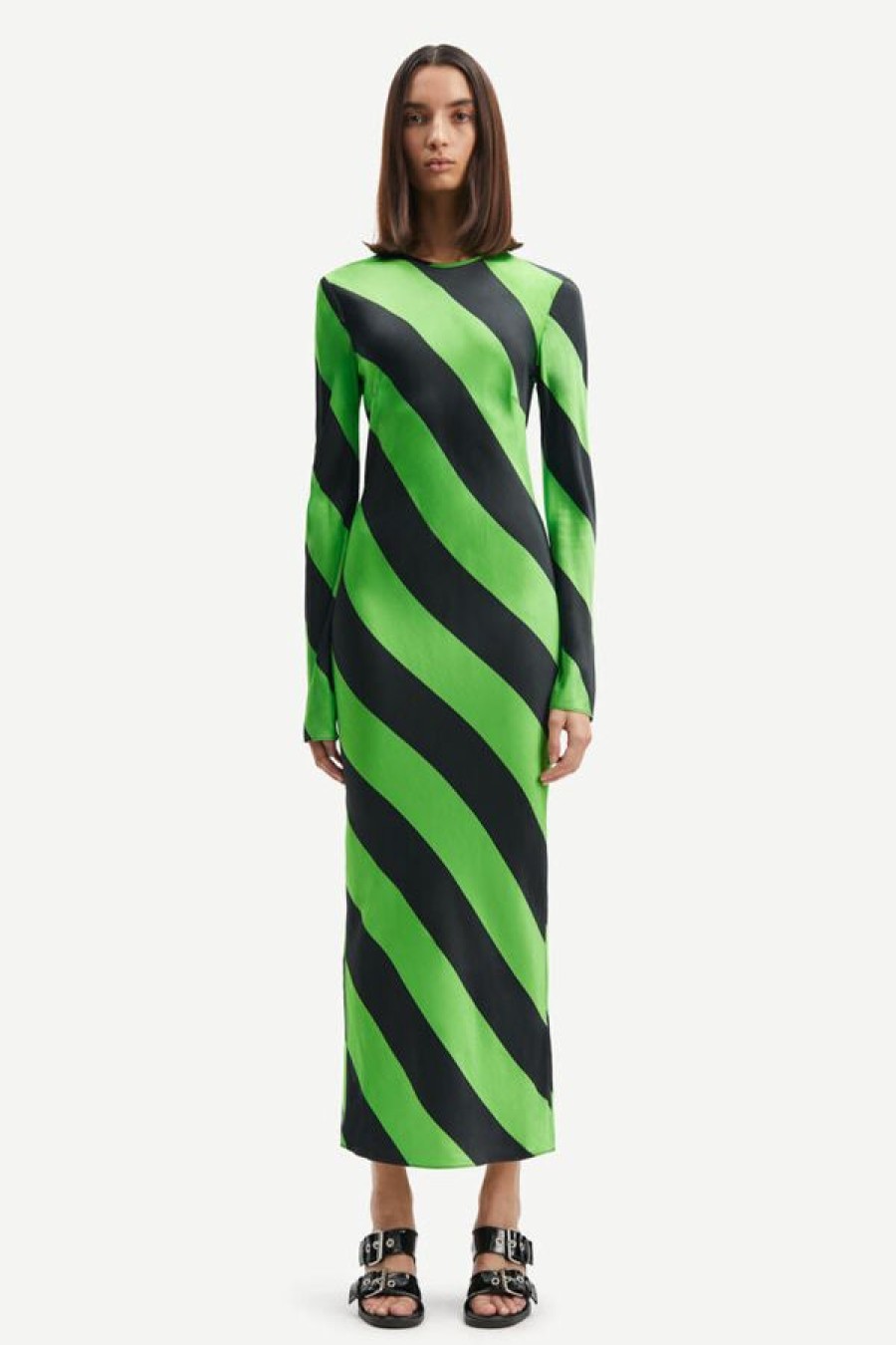 Samsoe Samsoe Alina Long Dress | Green Stripe Wholesale