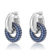 Luv AJ Pave Interlock Hoops Blue Sapphire | Silver Best