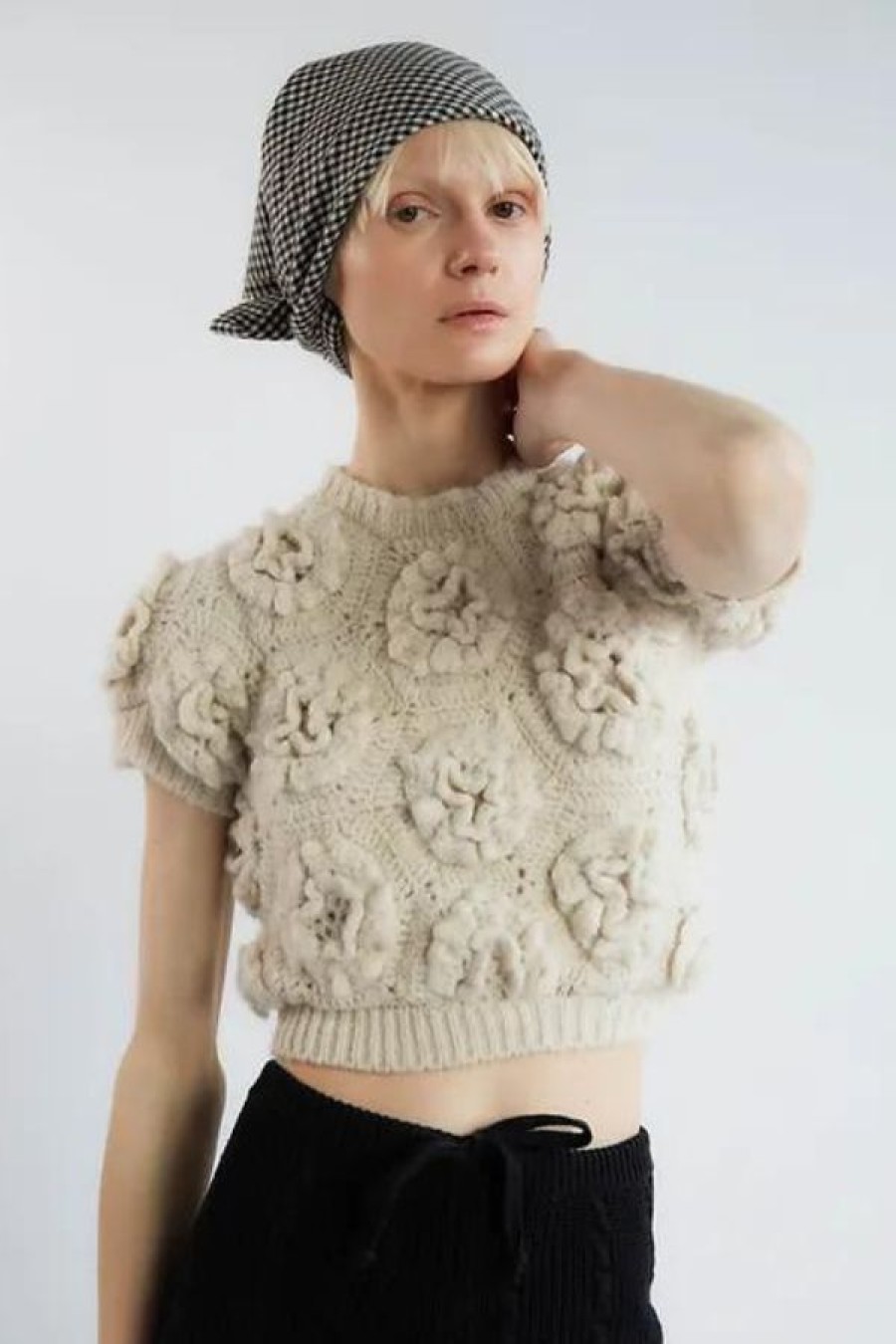 Tach Polina Crochet Knit Top | Ivory Hot