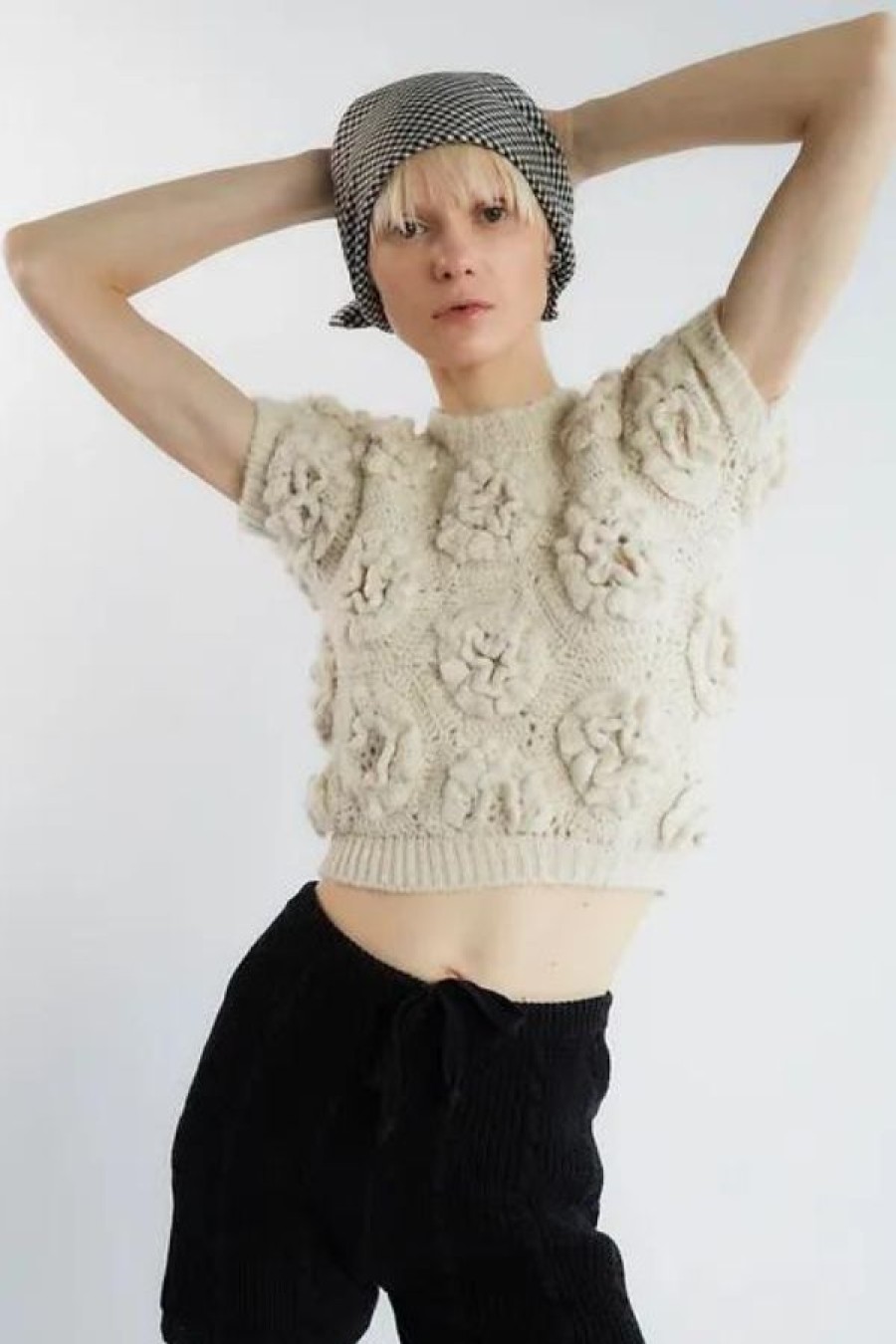 Tach Polina Crochet Knit Top | Ivory Hot