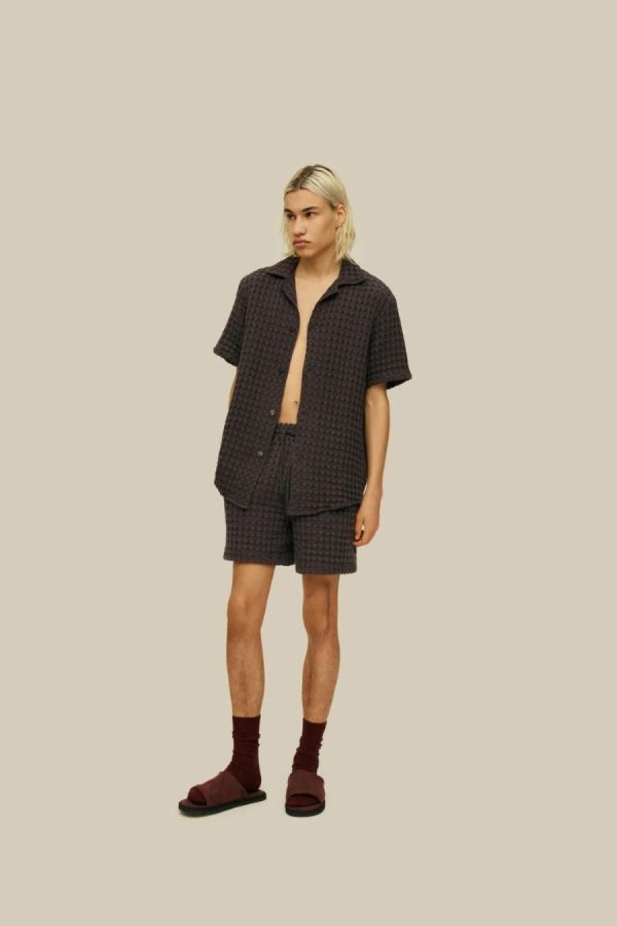 OAS Nearly Black Cuba Waffle Shirt Online