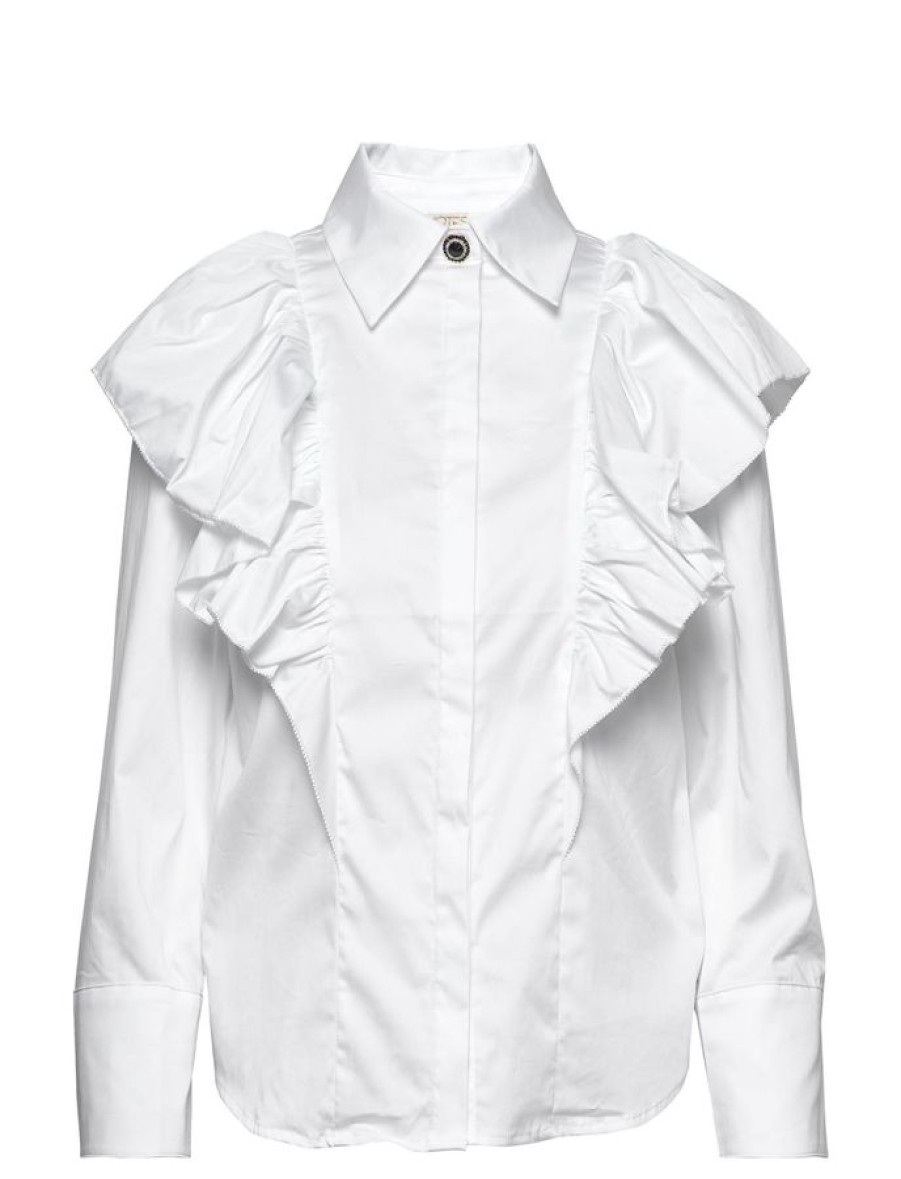 Notes du Nord Oakley Ruffle Shirt White Clearance