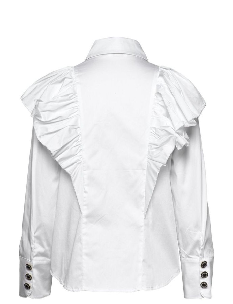 Notes du Nord Oakley Ruffle Shirt White Clearance