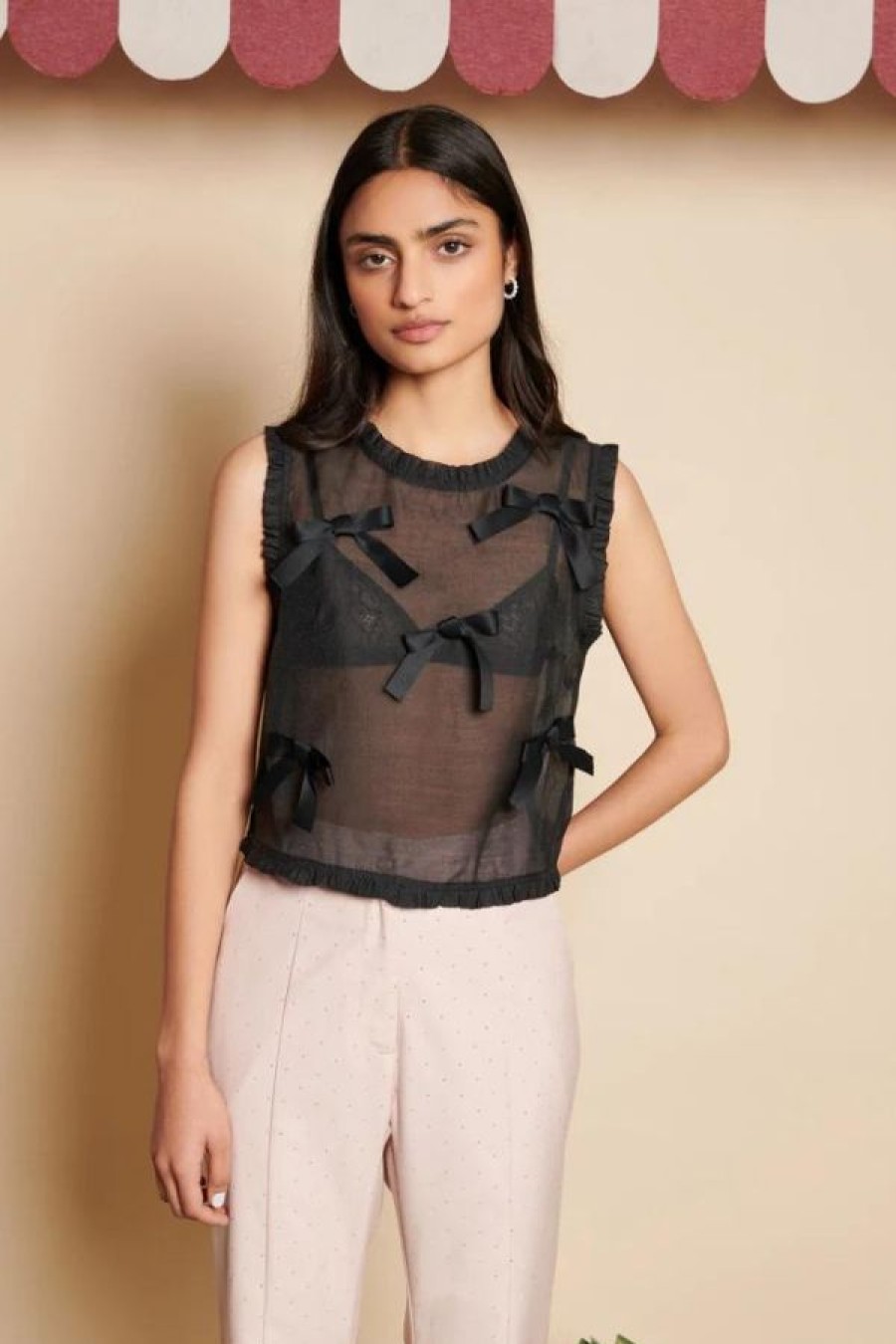 Sister Jane Butter Bow Ruffle Top | Coal Black Clearance