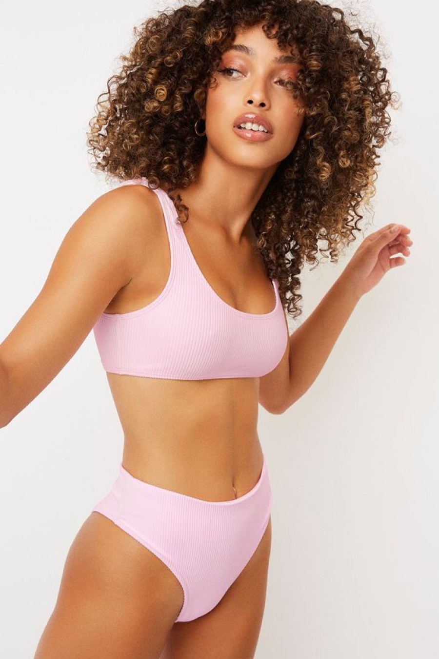 Frankies Jenna Ribbed Bikini Bottom Love Pink Wholesale