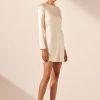 Shona Joy La Lune Long Sleeve Backless Mini Dress | Cream New