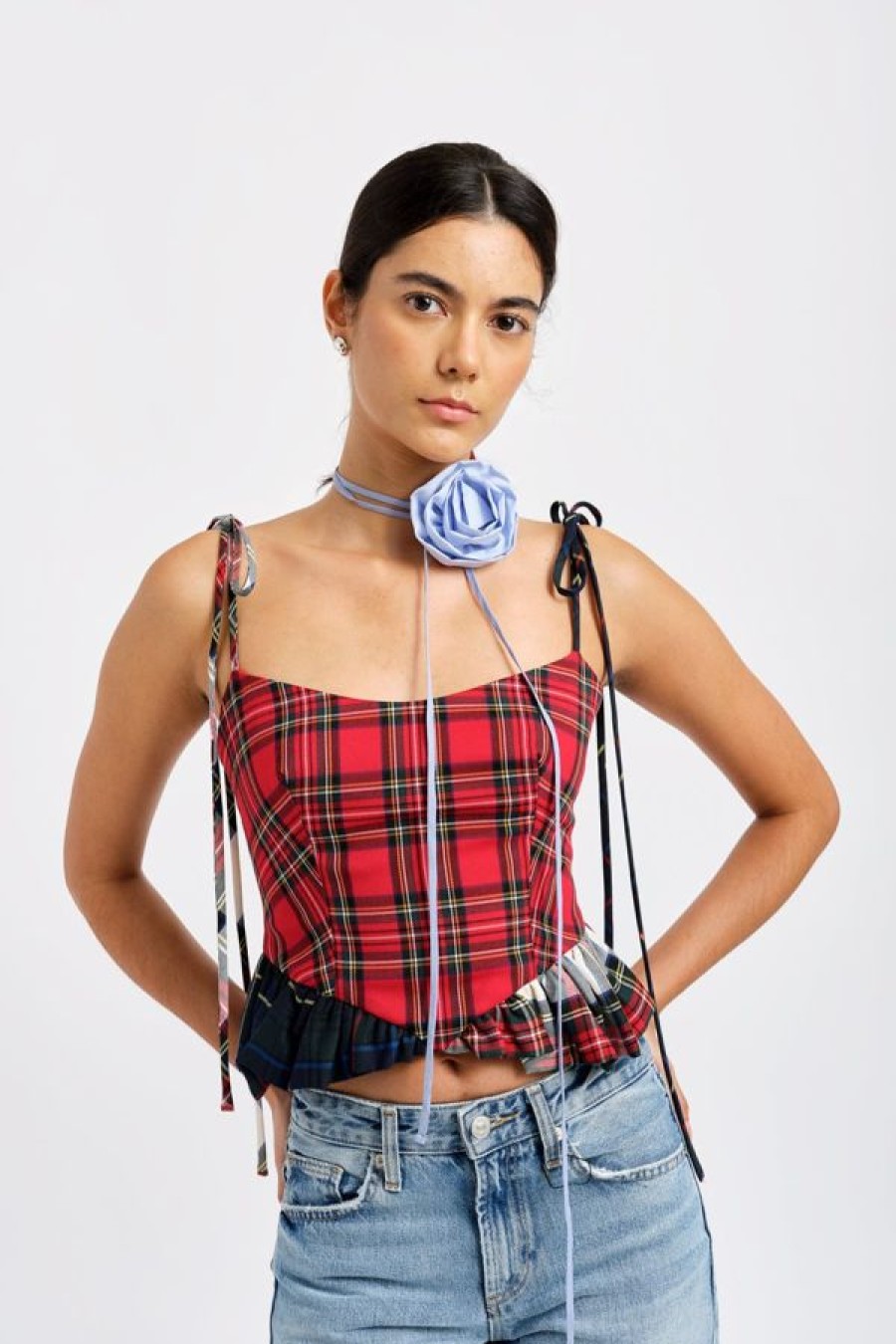 Eliza Faulkner Candy Corset | Red Plaid Mix New