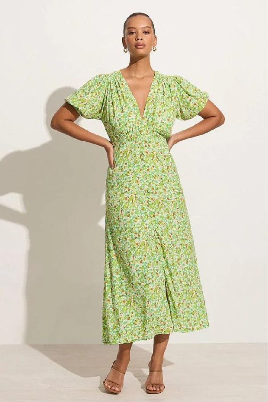 Faithfull the brand Bellavista Midi Dress | Lou Floral Green Best