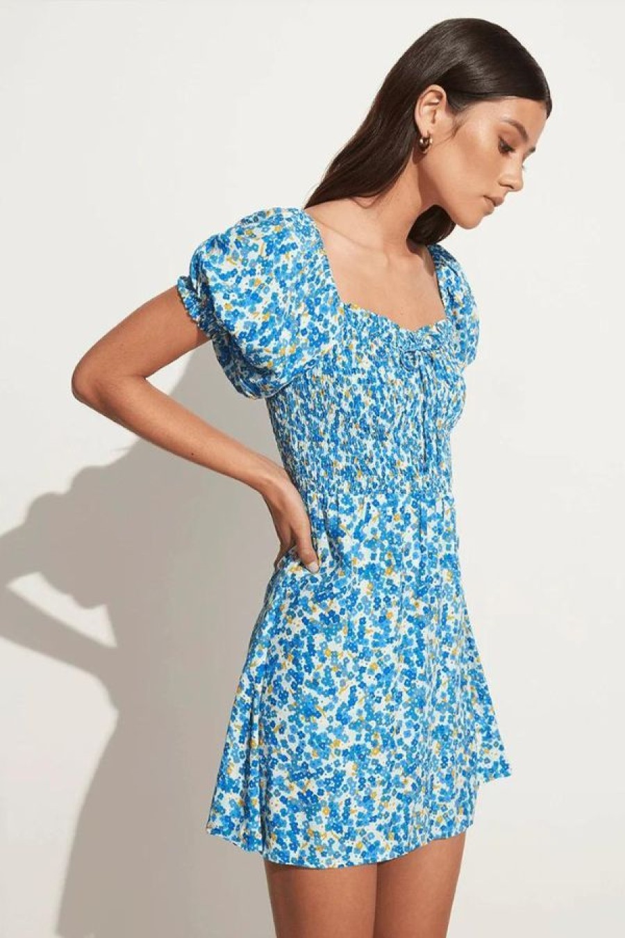 Faithfull the brand Domenica Mini Dress | Lou Floral Blue Wholesale