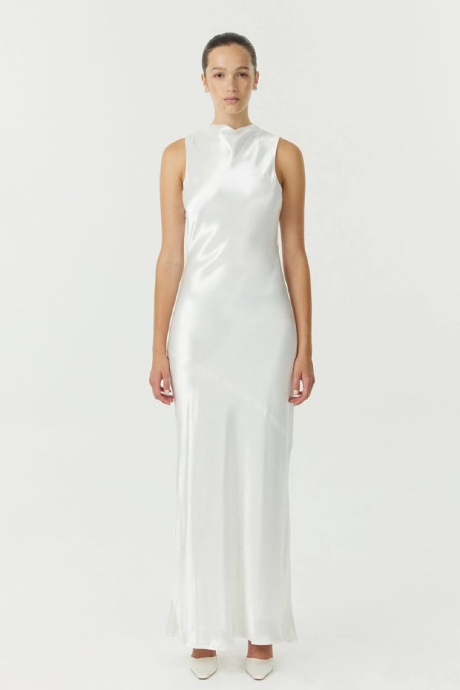 Third Form Satin Bias Cowl Back Maxi Dress | Power White Online