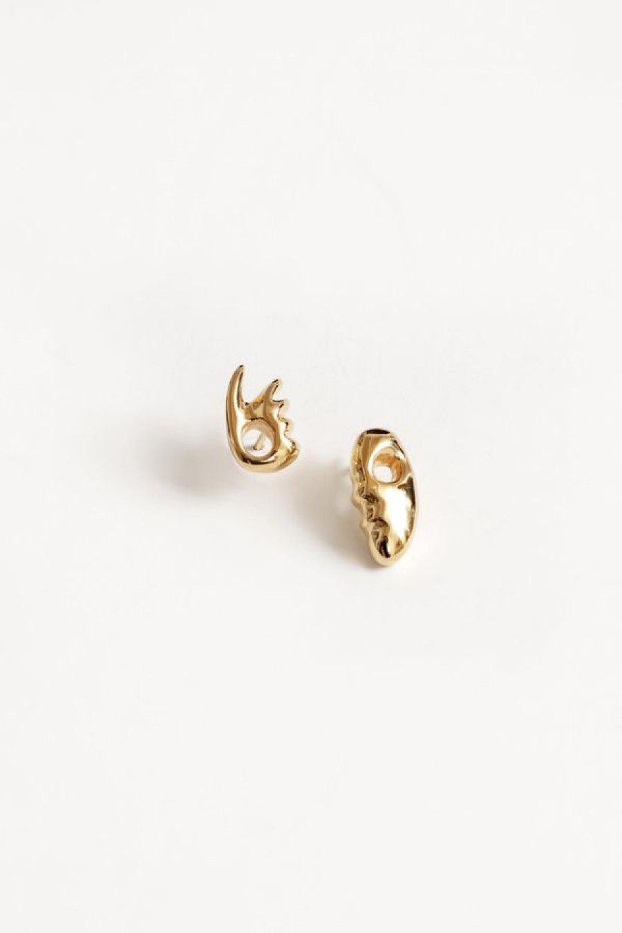 Wolf Circus Esther Face Stud Earrings Gold Clearance